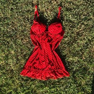 red and black babydoll push up lingerie